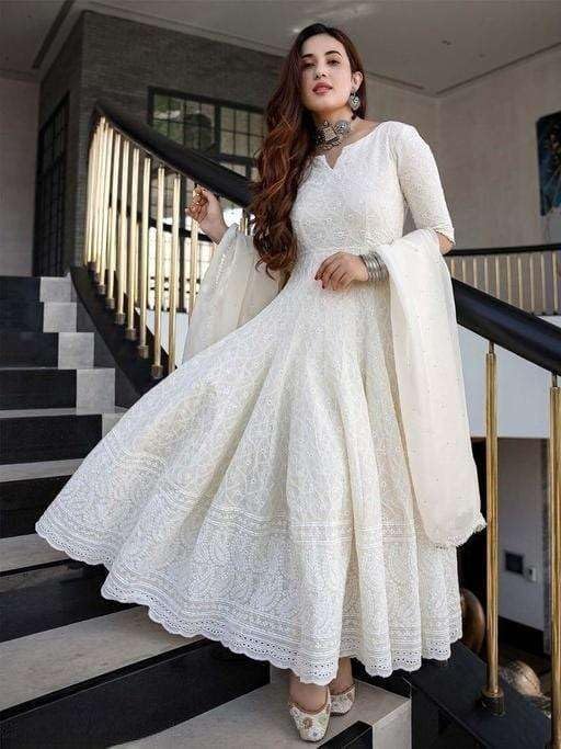Women's Cotton Embroidery A-line Kurti With Palazzo Set