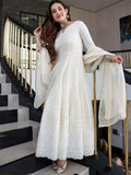 Women's Cotton Embroidery A-line Kurti With Palazzo Set