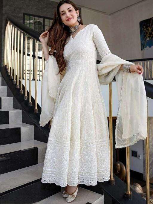 Women's Cotton Embroidery A-line Kurti With Palazzo Set