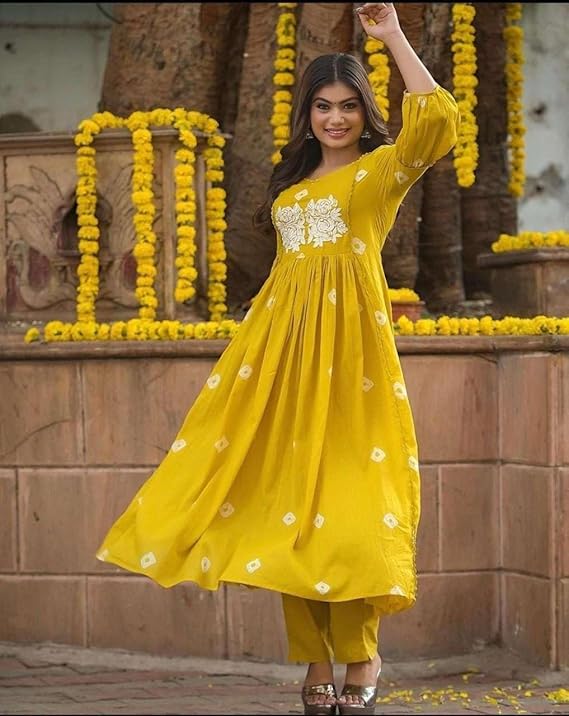 Women's Cotton Hand Block Printed Anarkali Kurti