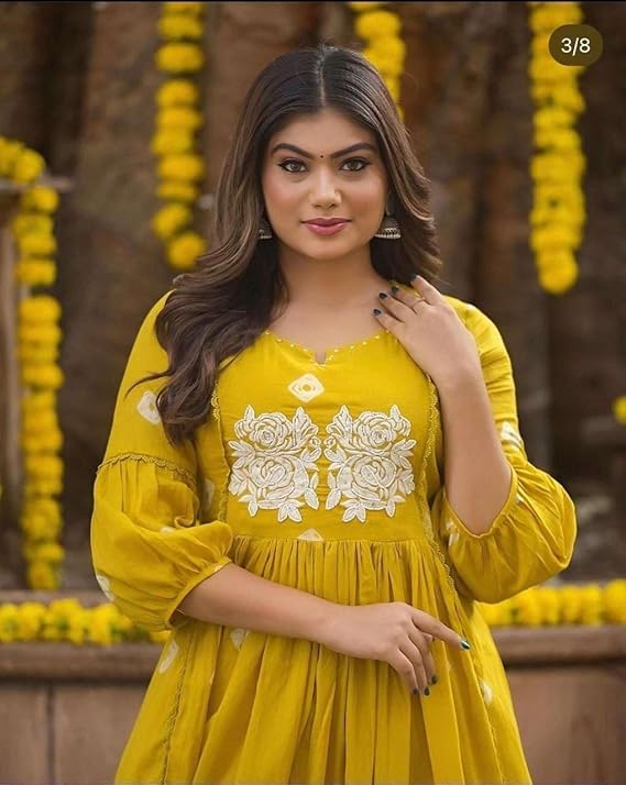 Women's Cotton Hand Block Printed Anarkali Kurti