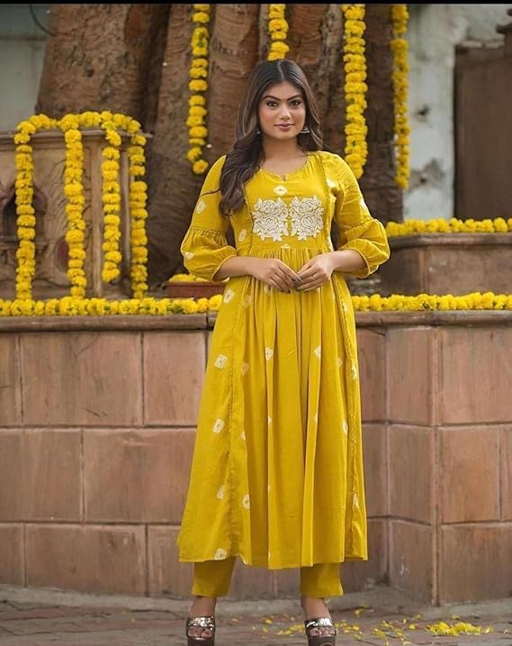 Women's Cotton Hand Block Printed Anarkali Kurti