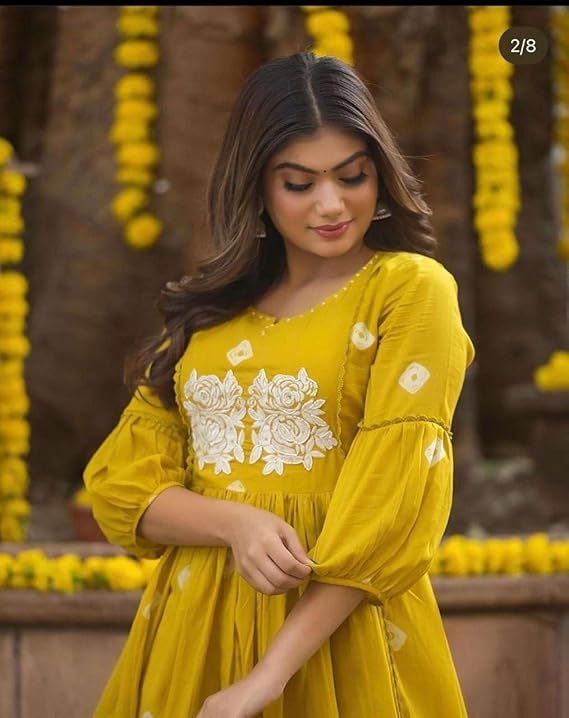 Women's Cotton Hand Block Printed Anarkali Kurti