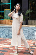 Women's Rayon Embroidered Straight Kurti with Pant Set