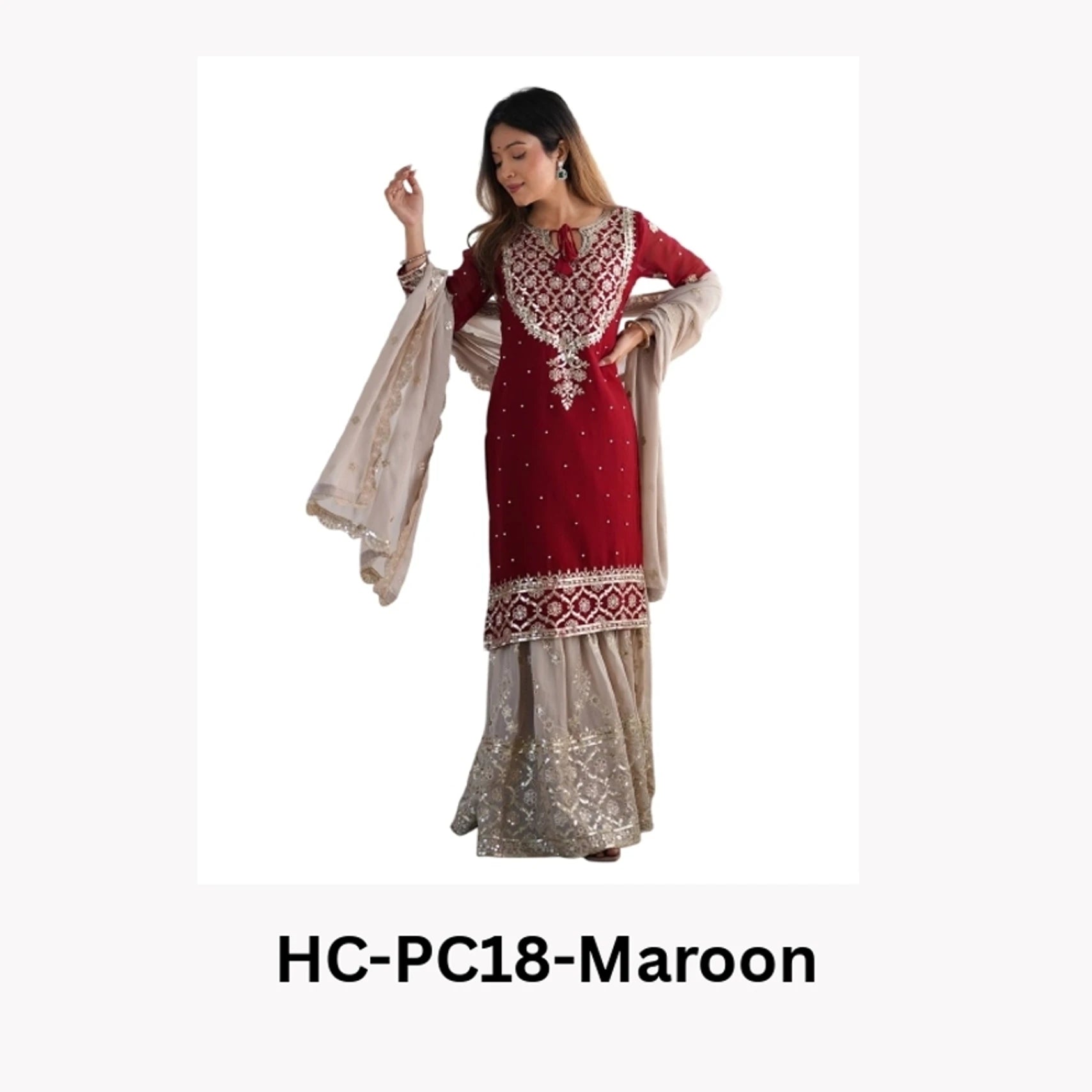 Reva Living Women Embroidered, Embellished Cotton Blend Straight Kurta (Maroon)